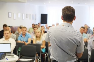 The audience listens to the acting